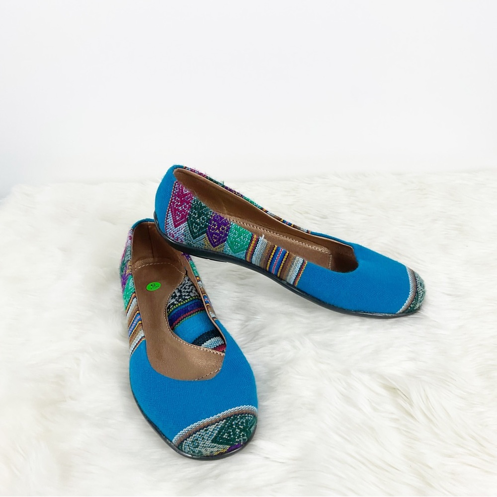 Knit Fabric Flats Blue Patterned size 5